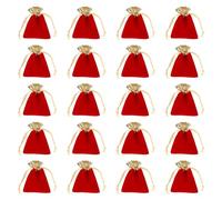sourcing map 20pcs Flocked Cloth Drawstring Bag 2.8 x 3.5 Inch Jewelry Flocked Pouches Gift Bags for Wedding Party Favor Candy Jewelry Packaging Organizing Storage, Gold Red