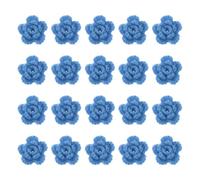 sourcing map 20Pcs Flower Sew on Patches, 50mm Handmade Crochet Flowers Floral Embroidered Appliques Embellishments for DIY Hair Hats Clothes Wedding Decor Craft, Lake Blue