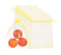 sourcing map 20Pcs Fruit Protection Bags, 15.7x11.8inch Garden Netting Cover Bag with Drawstring Bird Barrier Bags for Plant Fruit Flower Vegetable, Gold
