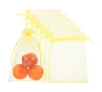 sourcing map 20Pcs Fruit Protection Bags, 15.7x11.8inch Garden Netting Cover Bag with Drawstring Bird Barrier Bags for Plant Fruit Flower Vegetable, Yellow
