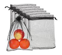 sourcing map 20Pcs Fruit Protection Bags, 15.7x11.8inch Garden Netting Cover Bag with Drawstring Bird Barrier Bags for Plant Fruit Flower Vegetable, Black