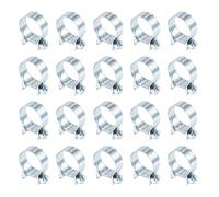 sourcing map 20pcs Fuel Injection Hose Clamp 19-21mm Adjustable Zinc Plated Steel Mini Gas Line Hose Clamp for Automotive Agriculture Plumbing Diesel Petrol Pipe