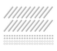 sourcing map 20pcs Fully Threaded Rod, M4 x 40mm Stainless Steel Right Hand Threads Rods with Nuts and Flat Washer Fully Studding Rod Bar for Clamps, Hangers and U-Bolts