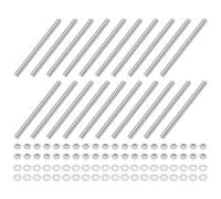 sourcing map 20pcs Fully Threaded Rod, M4 x 60mm Stainless Steel Right Hand Threads Rods with Nuts and Flat Washer Fully Studding Rod Bar for Clamps, Hangers and U-Bolts