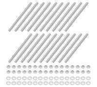 sourcing map 20pcs Fully Threaded Rod, M4 x 70mm Stainless Steel Right Hand Threads Rods with Nuts and Flat Washer Fully Studding Rod Bar for Clamps, Hangers and U-Bolts