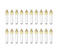 sourcing map 20Pcs Glass Vial Pendant Necklace, Flat-Bottomed Cylinder Vial Perfume Bottle Necklaces Urn Container Memorial Jewelry with Screw Cap for Liquid Sand Ashes DIY Charm Souvenirs