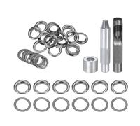 sourcing map 20pcs Grommet Tool Kit 14mm Copper Grommet Eyelet Set with Hole Hollow Punch, Grommet Setter Tools for Clothing Leather Fabric Belt, Black