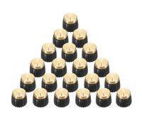 sourcing map 20Pcs Guitar Amplifier Push on Fit Knobs for 6mm/0.24" Dia Potentiometer, Control Knob Black-Gold for Volume Tone Control, Guitar Bass Parts, Chrome