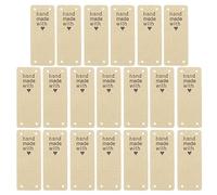 sourcing map 20pcs Handmade PU Leather Tag Label Button with Hole Sew on Embossed Embellishment for Crochet Knitting Jeans Bags Hat Purses Light Grey