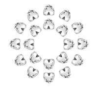 sourcing map 20Pcs Heart Sew on Rhinestone, 10x10mm Heart Crystal Glass Rhinestones Metal Flat Back Gems with Silver Prongs Setting for Crafts, DIY Jewelry, Clothes (White)
