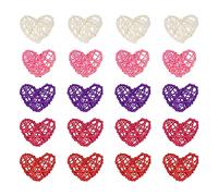sourcing map 20Pcs Heart Shaped Rattan Ball Vase Filler Natural Rattan for Valentine's Day Decoration Wedding Home Decoration Multi-color 2.36 in