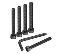 sourcing map 20Pcs Hex Socket Head Cap Screws Bolts, M6x45mm 304 Stainless Steel Socket Drive Machine Screws Bolts with Hex Wrench, Full Threaded, Black