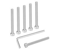 sourcing map 20Pcs Hex Socket Head Cap Screws Bolts, M6x60mm 304 Stainless Steel Socket Drive Machine Screws Bolts with Hex Wrench, Full Threaded, Silver