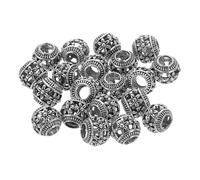 sourcing map 20Pcs Hollow Spacer Beads, 10mm Alloy Flower Shape Hollow Metal Beads, Vintage Round Ball Loose Bead for DIY Crafts, Silver