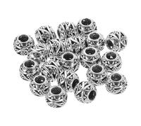 sourcing map 20Pcs Hollow Spacer Beads, 10mm Alloy Flower Shape Hollow Metal Beads, Vintage Round Ball Loose Charm for DIY Crafts, Silver