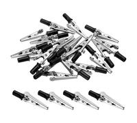 sourcing map 20pcs Insulated Alligator Clips 35mm Electrical Test Clamp with Plastic Single-Hands Crocodile Clamps for Multimeter Laboratory Electric Battery Testing Cable Lead Clip, Black