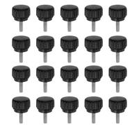 sourcing map 20pcs Knurled Clamping Knobs Thumb Screws M3 x 8mm Metric Male Thread 13mm Matte Plastic Head 304 Stainless Steel Stud Hand Threaded Knob Thumbscrew Handle, Black