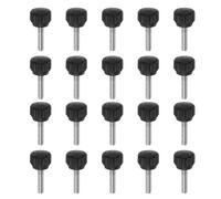sourcing map 20pcs Knurled Clamping Knobs Thumb Screws M4 x 16mm Metric Male Thread 13mm Matte Plastic Head 304 Stainless Steel Stud Hand Threaded Knob Thumbscrew Handle, Black