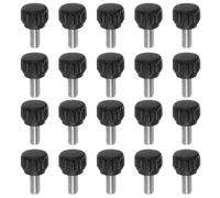 sourcing map 20pcs Knurled Clamping Knobs Thumb Screws M5 x 10mm Metric Male Thread 13mm Matte Plastic Head 304 Stainless Steel Stud Hand Threaded Knob Thumbscrew Handle, Black