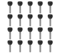 sourcing map 20pcs Knurled Clamping Knobs Thumb Screws M5 x 20mm Metric Male Thread 13mm Matte Plastic Head 304 Stainless Steel Stud Hand Threaded Knob Thumbscrew Handle, Black