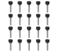 sourcing map 20pcs Knurled Clamping Knobs Thumb Screws M5 x 25mm Metric Male Thread 13mm Matte Plastic Head 304 Stainless Steel Stud Hand Threaded Knob Thumbscrew Handle, Black