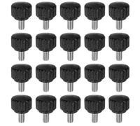 sourcing map 20pcs Knurled Clamping Knobs Thumb Screws M5 x 8mm Metric Male Thread 16mm Matte Plastic Head 304 Stainless Steel Stud Hand Threaded Knob Thumbscrew Handle, Black