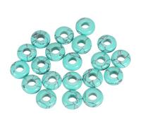 sourcing map 20pcs Large Hole Stone Beads 6x12mm Flat Round Natural Stone Loose Beads with 5mm Large Hole for Bracelet Necklace DIY Crafts Accessory Making, Green Blue
