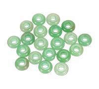 sourcing map 20pcs Large Hole Stone Beads 6x12mm Flat Round Natural Stone Loose Beads with 5mm Large Hole for Bracelet Necklace DIY Crafts Accessory Making, Emerald Green