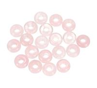 sourcing map 20pcs Large Hole Stone Beads 6x12mm Flat Round Natural Stone Loose Beads with 5mm Large Hole for Bracelet Necklace DIY Crafts Accessory Making, Light Pink