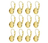 sourcing map 20Pcs Leverback Earring Hooks with Flat Round Tray, 10mm Blank Bezel Trays Gems Setting Earring Findings for DIY Jewelry Making Supplies, Gold