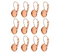 sourcing map 20Pcs Leverback Earring Hooks with Flat Round Tray, 10mm Blank Bezel Trays Gems Setting Earring Findings for DIY Jewelry Making Supplies, Rose Gold