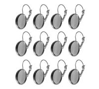 sourcing map 20Pcs Leverback Earring Hooks with Flat Round Tray, 14mm Blank Bezel Trays Gems Setting Earring Findings for DIY Jewelry Making Supplies, Black