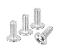 sourcing map 20Pcs M10-1.5x25mm Flanged Button Head Socket Cap Screws, 304 Stainless Steel Socket Drive Fasteners Bolts, Fully Thread Machine Screws, Silver