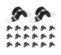 sourcing map 20Pcs M10 U-Tube Strap Clamp, 10mm 304 Stainless Steel Lined Clip Plastic Cushioned Insulated Clamp for Automotive Industrial Marine Household