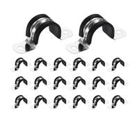 sourcing map 20Pcs M25 U-Tube Strap Clamp, 24.5mm 304 Stainless Steel Lined Clip Plastic Cushioned Insulated Clamp for Automotive Industrial Marine Household
