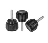 sourcing map 20pcs M3 x 12mm Male Thread Knurled Knobs, Thumb Screws Clamping Knobs Grip 14mm Plastic Round Head Hand Knobs Thumbscrews, Black