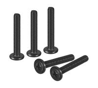sourcing map 20Pcs M4-0.7 x 25mm Flat Round Head Machine Screws, 304 Stainless Steel Phillips Drive Machine Screw, Full Thread, Black Oxide