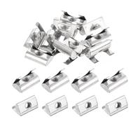 sourcing map 20Pcs M4 T Nuts Roll in Spring, T Nut with Spring Sheet Carbon Steel Nickel Plated for 2020 Series Slot Aluminum Profile