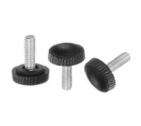 sourcing map 20pcs M4 x 12mm Metric Male Thread Knurled Knobs, Thumb Screw Clamping Knobs Grip Plastic Handle Hand Knobs with Threaded Stud, Black
