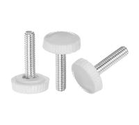 sourcing map 20pcs M4 x 20mm Metric Male Thread Knurled Knobs, Thumb Screw Clamping Knobs Grip Plastic Handle Hand Knobs with Threaded Stud, White