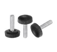 sourcing map 20pcs M4 x 20mm Metric Male Thread Knurled Knobs, Thumb Screw Clamping Knobs Grip Plastic Handle Hand Knobs with Threaded Stud, Black