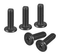 sourcing map 20Pcs M5-0.8 x 16mm Flat Round Head Machine Screws, 304 Stainless Steel Phillips Drive Machine Screw, Full Thread, Black Oxide