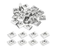sourcing map 20Pcs M5 T Nut Tee Sliding Slot Nuts, T-Slot Nut Hammer Nut Block Square Nuts Fastener Carbon Steel Nickel Plated for Aluminum Extrusion Profile 1515 Series