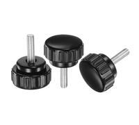 sourcing map 20pcs M5 x 15mm Male Thread Knurled Knobs, Thumb Screws Clamping Knobs Grip 25mm Plastic Round Head Hand Knobs Thumbscrews, Black