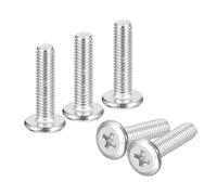 Sourcing Map 20Pcs M5x20mm Stainless Steel Phillips Drive Machine Screws, Flat Round Head, Fully Threaded, Bright Finish