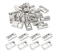 sourcing map 20Pcs M6 T Spring Nut Fastener Carbon Steel Nickel Plated Half Round Roll in Spring T Slot Nuts for T-Slot Aluminum Profile 3D Printer, CNC Router 2020 Series