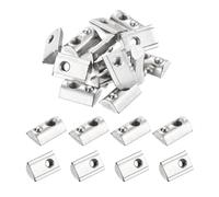 sourcing map 20Pcs M6 T Spring Nut Fastener Carbon Steel Nickel Plated Half Round Roll in Spring T Slot Nut for t-Slot Aluminum Profile 3D Printer, CNC Router 4545 Series