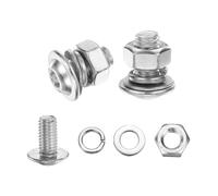 sourcing map 20Pcs M6 x 12mm Flanged Button Head Socket Cap Screws, 304 Stainless Steel Socket Drive Fasteners Bolts with Nuts Flat & Lock Washer, Silver Tone