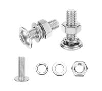sourcing map 20Pcs M6 x 20mm Flanged Button Head Socket Cap Screws, 304 Stainless Steel Socket Drive Fasteners Bolts with Nuts Flat & Lock Washer, Silver Tone