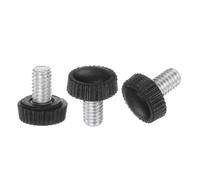sourcing map 20pcs M6 x 9mm Metric Male Thread Knurled Knobs, Thumb Screw Clamping Knobs Grip Plastic Handle Hand Knobs with Threaded Stud, Black